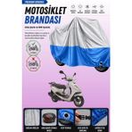 Cemku Double Gri Üst - Mavi Alt, Arka Çanta Uyumlu Yamaha Cygnus L Motosiklet Brandası - Gri - Mavi