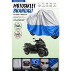 Cemku Double Gri Üst - Mavi Alt, Arka Çanta Uyumlu Yamaha Tricity 300 Motosiklet Brandası - Gri - Mavi