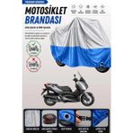 Cemku Double Gri Üst - Mavi Alt, Arka Çanta Uyumlu Yamaha X-Max 125 Abs Motosiklet Brandası - Gri - Mavi