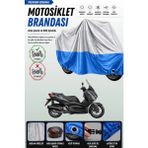 Cemku Double Gri Üst - Mavi Alt, Arka Çanta Uyumlu Yamaha X-Max 125 Iron Max Abs Motosiklet Brandası - Gri - Mavi