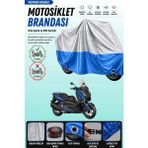 Cemku Double Gri Üst - Mavi Alt, Arka Çanta Uyumlu Yamaha X-Max 250 Motosiklet Brandası - Gri - Mavi