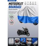 Cemku Double Gri Üst - Mavi Alt, Arka Çanta Uyumlu Yamaha X-Max 300 Tech Max Motosiklet Brandası - Gri - Mavi