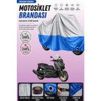 Cemku Double Gri Üst - Mavi Alt, Arka Çanta Uyumlu Yamaha X-Max 400 Motosiklet Brandası - Gri - Mavi