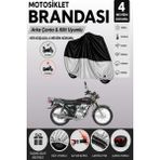 Cemku Double Gri Üst - Siyah Alt, Arka Çanta Uyumlu Kanuni Breton 125 Motosiklet Brandası - Gri - Siyah