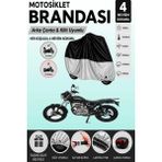 Cemku Double Gri Üst - Siyah Alt, Arka Çanta Uyumlu Mondial 150 Mr Vulture Motosiklet Brandası - Gri - Siyah