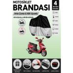 Cemku Double Gri Üst - Siyah Alt, Arka Çanta Uyumlu Suzuki An 125 Hk Motosiklet Brandası - Gri - Siyah