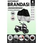 Cemku Double Gri Üst - Siyah Alt, Arka Çanta Uyumlu Yamaha Tricity 125 Motosiklet Brandası - Gri - Siyah