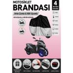 Cemku Double Gri Üst - Siyah Alt, Arka Çanta Uyumlu Yamaha Tricity 155 Motosiklet Brandası - Gri - Siyah