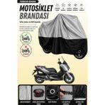 Cemku Double Gri Üst - Siyah Alt, Arka Çanta Uyumlu Yamaha X-Max 125 Abs Motosiklet Brandası - Gri - Siyah