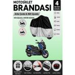Cemku Double Gri Üst - Siyah Alt, Arka Çanta Uyumlu Yamaha X-Max 250 Motosiklet Brandası - Gri - Siyah