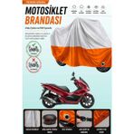 Cemku Double Gri Üst - Turuncu Alt, Arka Çanta Uyumlu Honda PCX125 Motosiklet Brandası - Gri - Turuncu