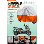 Cemku Double Gri Üst - Turuncu Alt, Arka Çanta Uyumlu Honda PCX150 Motosiklet Brandası - Gri - Turuncu
