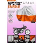 Cemku Double Gri Üst - Turuncu Alt, Arka Çanta Uyumlu Kanuni Breton 125 Motosiklet Brandası - Gri - Turuncu