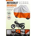 Cemku Double Gri Üst - Turuncu Alt, Arka Çanta Uyumlu Mondial 125 Vulture I Motosiklet Brandası - Gri - Turuncu