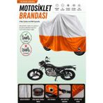Cemku Double Gri Üst - Turuncu Alt, Arka Çanta Uyumlu Mondial 150 Mr Vulture Motosiklet Brandası - Gri - Turuncu