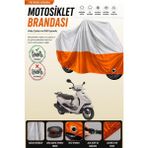 Cemku Double Gri Üst - Turuncu Alt, Arka Çanta Uyumlu Yamaha Cygnus L Motosiklet Brandası - Gri - Turuncu