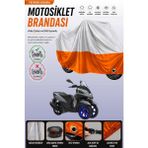 Cemku Double Gri Üst - Turuncu Alt, Arka Çanta Uyumlu Yamaha Tricity 155 Motosiklet Brandası - Gri - Turuncu