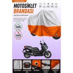 Cemku Double Gri Üst - Turuncu Alt, Arka Çanta Uyumlu Yamaha X-Max 125 Iron Max Abs Motosiklet Brandası - Gri - Turuncu