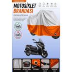 Cemku Double Gri Üst - Turuncu Alt, Arka Çanta Uyumlu Yamaha X-Max 250 Abs Motosiklet Brandası - Gri - Turuncu
