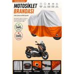 Cemku Double Gri Üst - Turuncu Alt, Arka Çanta Uyumlu Yamaha X-Max 300 Abs Motosiklet Brandası - Gri - Turuncu