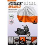 Cemku Double Gri Üst - Turuncu Alt, Arka Çanta Uyumlu Yamaha X-Max 400 Tech Max Motosiklet Brandası - Gri - Turuncu