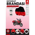 Cemku Double Siyah Üst - Kırmızı Alt, Arka Çanta Uyumlu Aprilia Caponord 1200 Abs Travel Pack Motosiklet Brandası - Siyah - Kırmızı