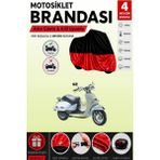 Cemku Double Siyah Üst - Kırmızı Alt, Arka Çanta Uyumlu Aprilia Mojito 125 Custom Motosiklet Brandası - Siyah - Kırmızı