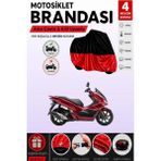 Cemku Double Siyah Üst - Kırmızı Alt, Arka Çanta Uyumlu Honda PCX125 Motosiklet Brandası - Siyah - Kırmızı