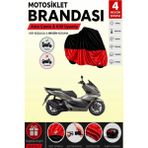Cemku Double Siyah Üst - Kırmızı Alt, Arka Çanta Uyumlu Honda PCX150 Motosiklet Brandası - Siyah - Kırmızı