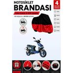 Cemku Double Siyah Üst - Kırmızı Alt, Arka Çanta Uyumlu Kanuni Hussar 125 Motosiklet Brandası - Siyah - Kırmızı