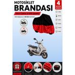Cemku Double Siyah Üst - Kırmızı Alt, Arka Çanta Uyumlu Yamaha Cygnus L Motosiklet Brandası - Siyah - Kırmızı