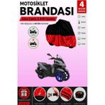 Cemku Double Siyah Üst - Kırmızı Alt, Arka Çanta Uyumlu Yamaha Tricity 155 Motosiklet Brandası - Siyah - Kırmızı