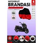 Cemku Double Siyah Üst - Kırmızı Alt, Arka Çanta Uyumlu Yamaha X-Max 250 Iron Max Abs Motosiklet Brandası - Siyah - Kırmızı