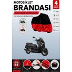 Cemku Double Siyah Üst - Kırmızı Alt, Arka Çanta Uyumlu Yamaha X-Max 250 Momodesign Motosiklet Brandası - Siyah - Kırmızı