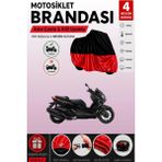 Cemku Double Siyah Üst - Kırmızı Alt, Arka Çanta Uyumlu Yamaha X-Max 300 Iron Max Abs Motosiklet Brandası - Siyah - Kırmızı