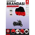 Cemku Double Siyah Üst - Kırmızı Alt, Arka Çanta Uyumlu Yamaha X-Max 300 Tech Max Motosiklet Brandası - Siyah - Kırmızı