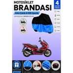 Cemku Double Siyah Üst - Mavi Alt, Arka Çanta Uyumlu Honda PCX125 Motosiklet Brandası - Siyah - Mavi