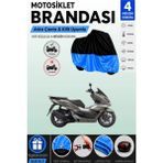 Cemku Double Siyah Üst - Mavi Alt, Arka Çanta Uyumlu Honda PCX150 Motosiklet Brandası - Siyah - Mavi