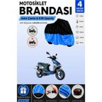 Cemku Double Siyah Üst - Mavi Alt, Arka Çanta Uyumlu Kanuni Hussar 125 Motosiklet Brandası - Siyah - Mavi