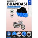 Cemku Double Siyah Üst - Mavi Alt, Arka Çanta Uyumlu Kuba Çita 180R Gold Motosiklet Brandası - Siyah - Mavi
