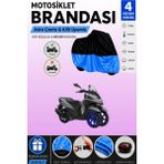 Cemku Double Siyah Üst - Mavi Alt, Arka Çanta Uyumlu Yamaha Tricity 155 Motosiklet Brandası - Siyah - Mavi