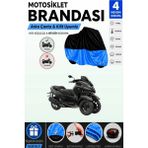 Cemku Double Siyah Üst - Mavi Alt, Arka Çanta Uyumlu Yamaha Tricity 300 Motosiklet Brandası - Siyah - Mavi