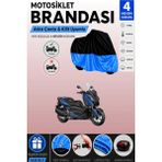 Cemku Double Siyah Üst - Mavi Alt, Arka Çanta Uyumlu Yamaha X-Max 250 Motosiklet Brandası - Siyah - Mavi