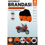 Cemku Double Siyah Üst - Turuncu Alt, Arka Çanta Uyumlu Aprilia Caponord 1200 Abs Travel Pack Motosiklet Brandası - Siyah - Turuncu