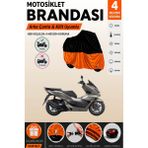 Cemku Double Siyah Üst - Turuncu Alt, Arka Çanta Uyumlu Honda PCX150 Motosiklet Brandası - Siyah - Turuncu