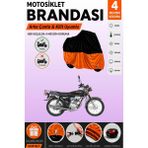 Cemku Double Siyah Üst - Turuncu Alt, Arka Çanta Uyumlu Kanuni Breton 125 Motosiklet Brandası - Siyah - Turuncu