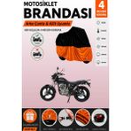Cemku Double Siyah Üst - Turuncu Alt, Arka Çanta Uyumlu Mondial 125 Vulture I Motosiklet Brandası - Siyah - Turuncu
