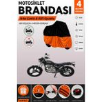 Cemku Double Siyah Üst - Turuncu Alt, Arka Çanta Uyumlu Mondial 150 Mr Vulture Motosiklet Brandası - Siyah - Turuncu