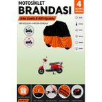 Cemku Double Siyah Üst - Turuncu Alt, Arka Çanta Uyumlu Mondial 50 Turismo Motosiklet Brandası - Siyah - Turuncu
