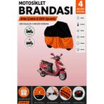 Cemku Double Siyah Üst - Turuncu Alt, Arka Çanta Uyumlu Suzuki An 125 Hk Motosiklet Brandası - Siyah - Turuncu